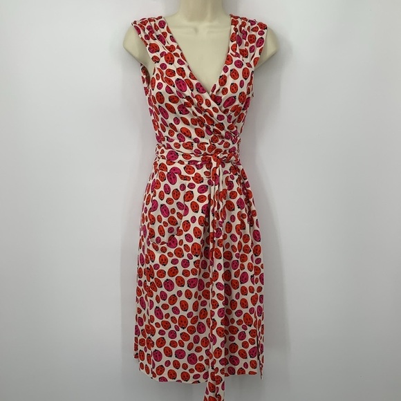 DVF Diane von Furstenberg Celosa wrap dress Lady bug silk jersey pink red 6 - Picture 3 of 6
